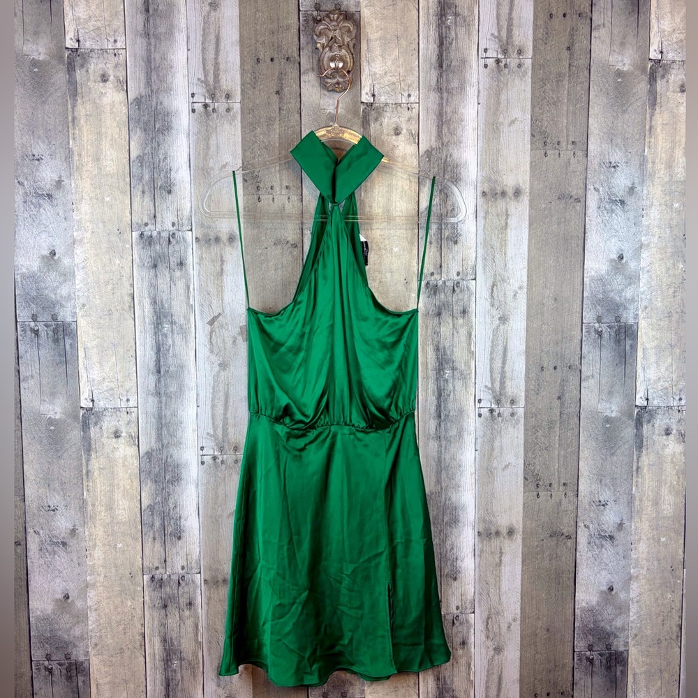 NWT Amanda Uprichard Queens Mini Dress in Dark Green Size Small. - Picture 2 of 12